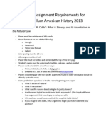 Writing Assignment Requirements For Antebellum American History 2013