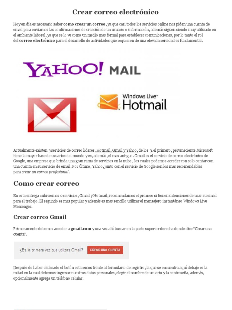 Cómo crear un correo electrónico fácil | PDF | Gmail | Correo electrónico