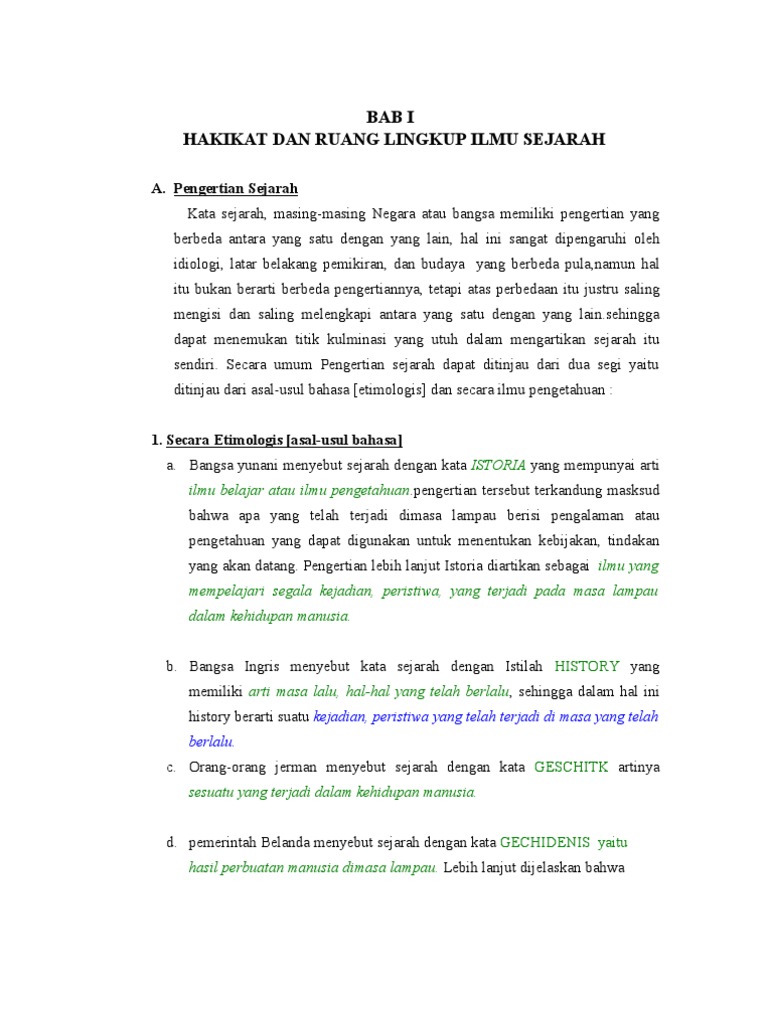 Kata Sejarah Dalam  Bahasa  Inggris  Adalah  History Yang 