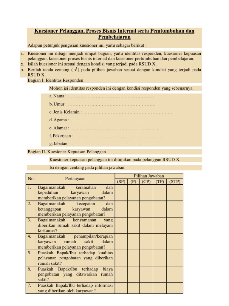 Kuesioner Balanced Score Pada Rumah Sakit PDF