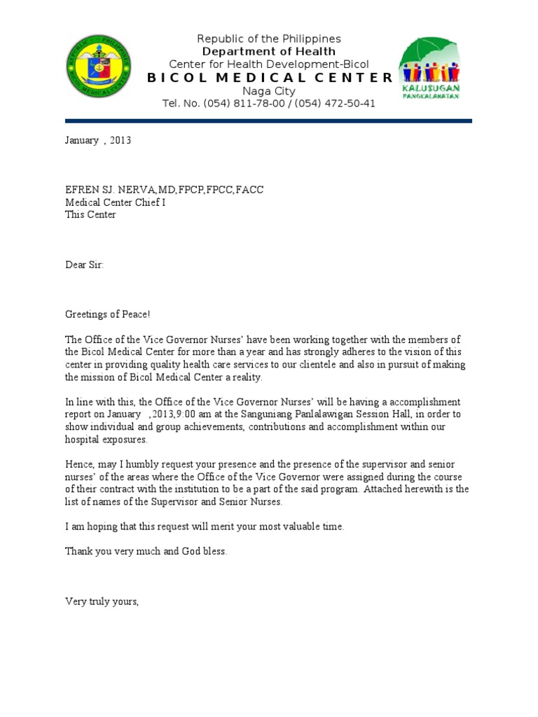 invitation letter to a speaker | Nursing | Hospital | Free 30-day Trial