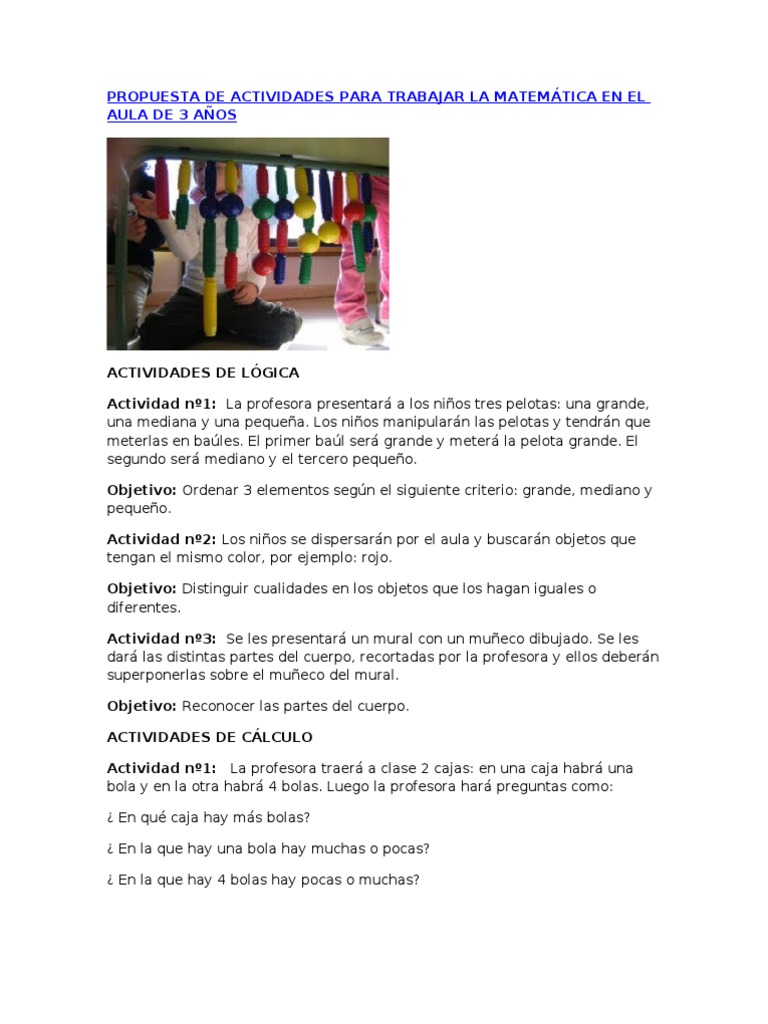 Actividades Matemáticas para 3 Años | PDF | Science | Enseñanza de ...