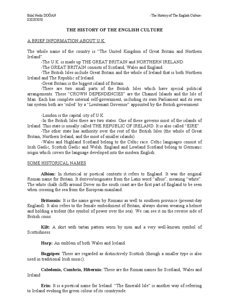 The History of The English Culture | PDF | Wales | United Kingdom