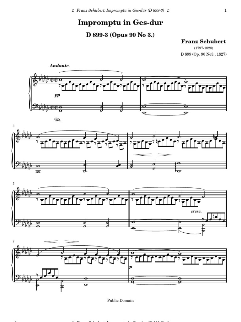 Schubert Impromptus Opus 90 No. 3 PDF