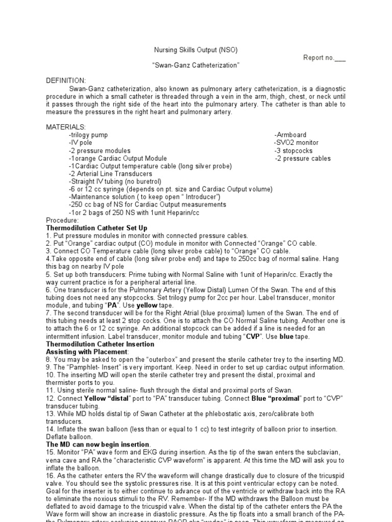 Swan-Ganz Catheterization Guide | PDF | Circulatory System ...