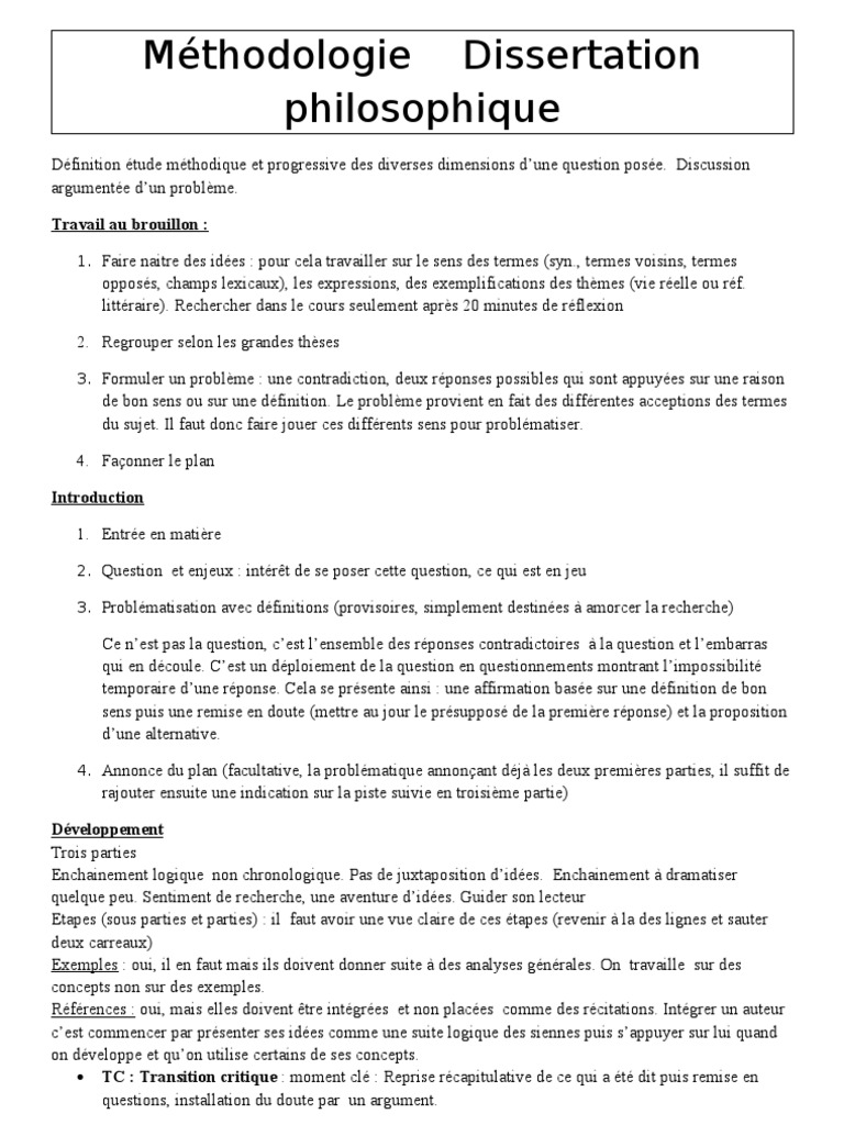 Méthodologie 1 Dissertation philosophique  Définition  Argumentation
