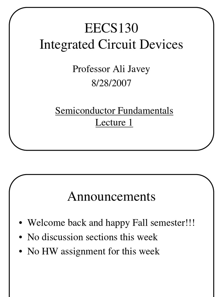 Semiconductor Fundamentals Lec1 Pdf Doping Semiconductor