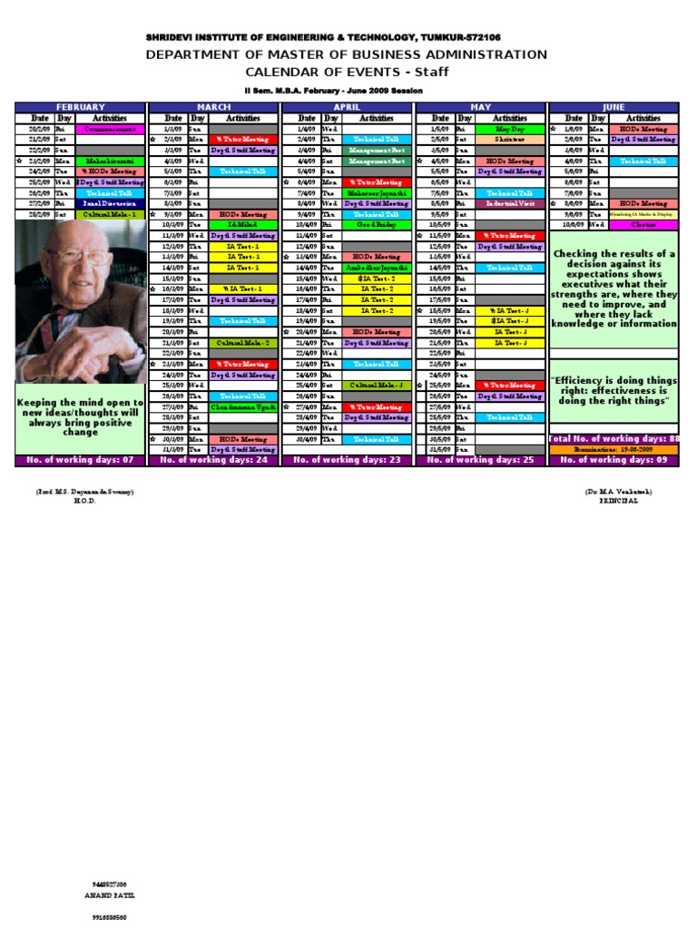 MBA Calendar of Events 2009 | PDF | Cognition
