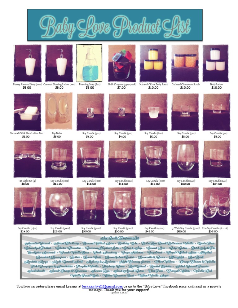 Baby Love Products List | PDF | Cooking, Food & Wine | Home & Garden