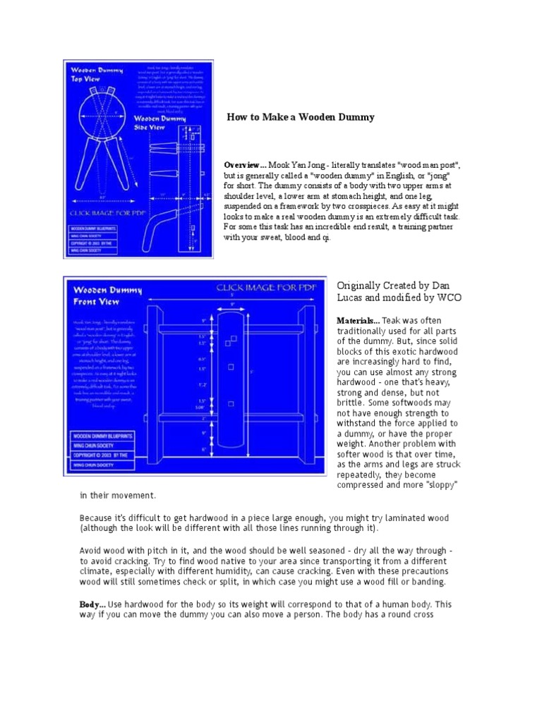 Build Your Own Wing Chun Dummy Guide | PDF