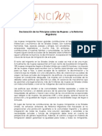 Declaración de los Principios sobre las Mujeres  y la Reforma Migratoria