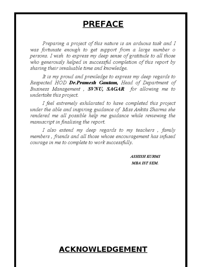 Preface: Acknowledgement | PDF | Customer Satisfaction | Economic ...