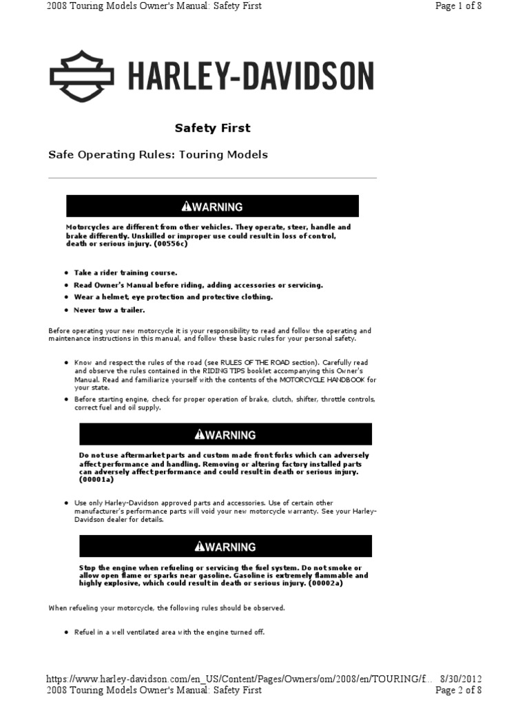 Harley 08 Street Glide Manual | PDF | Tire | Gasoline