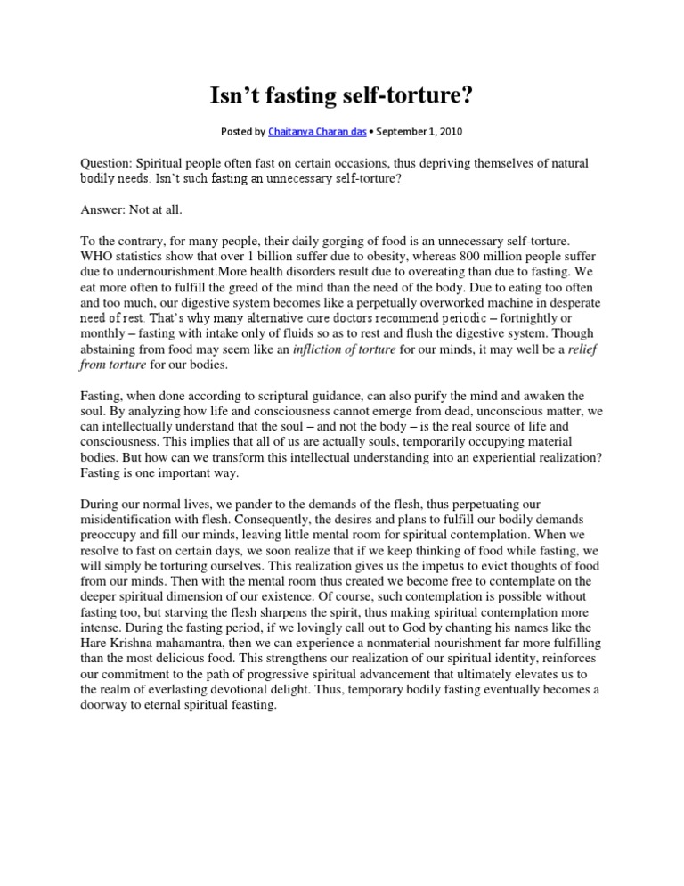 Isn't Fasting Self-Torture? | PDF | Fasting | Mind