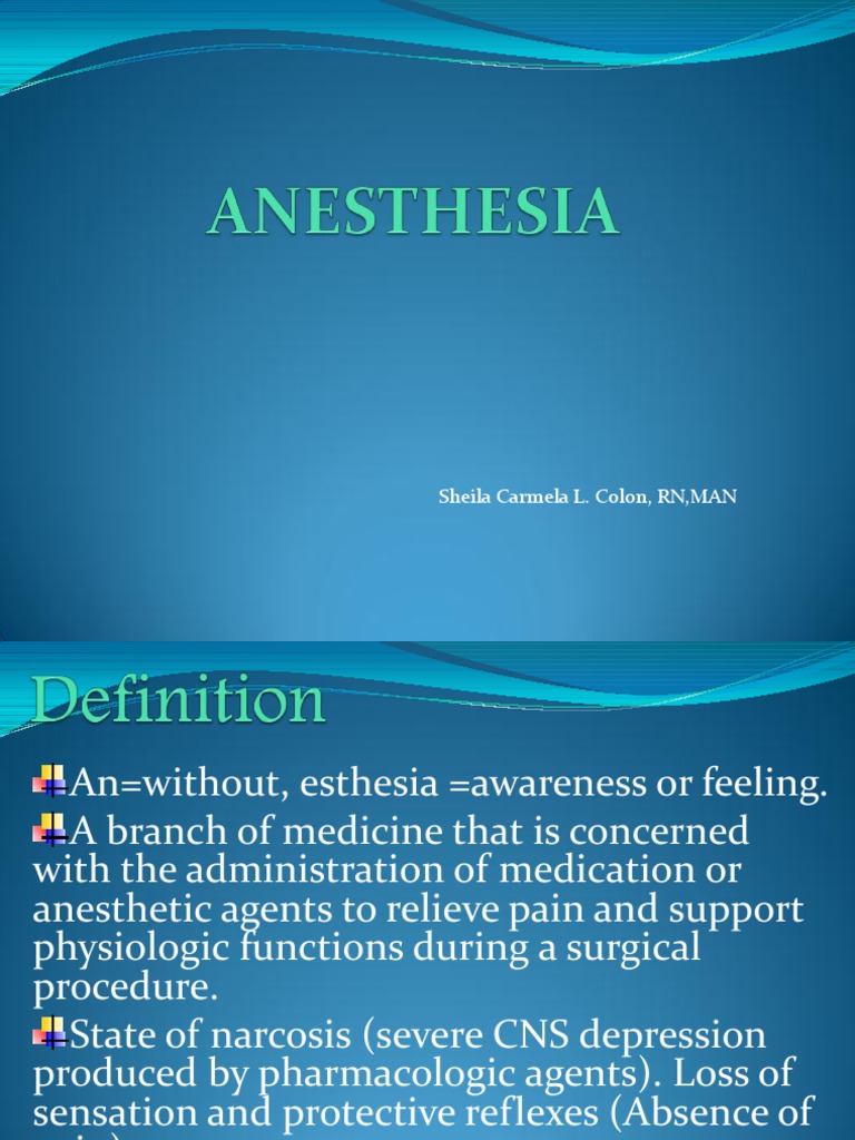 Anesthesia Anesthesia Drugs