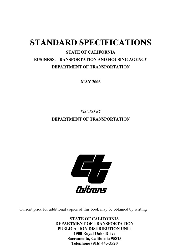 Caltrans STANDARD SPECIFICATIONS Surety Bond Specification