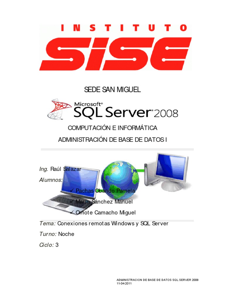 Conexiones Remotas Windows y SQL SERVER 2008 | PDF | Servidor SQL de ...