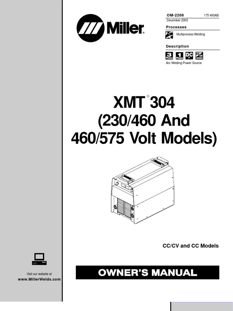 Maquina de Soldar Miller-Xmt304 - Manual | Soldadura | Electricidad