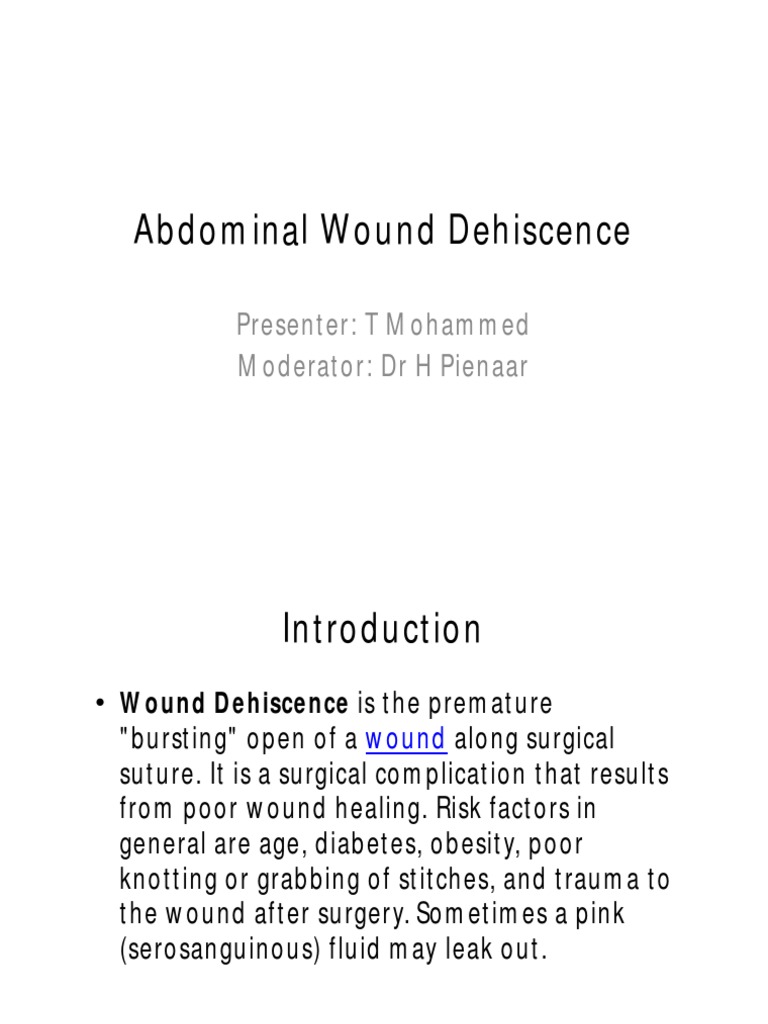 Abdominal Wound Dehiscence PDF Surgery Wound