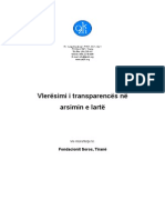 Vleresimi I Transparences Ne Arsimin e Larte