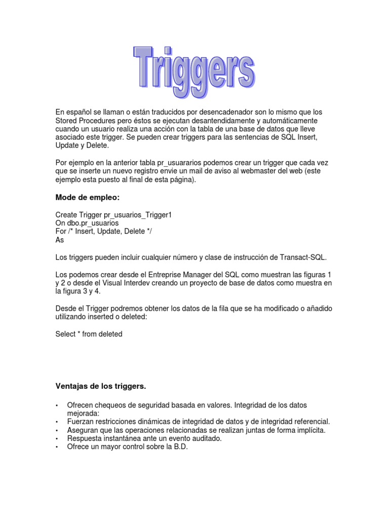 Ejemplo de Trigger en SQL Server | PDF | SQL | Servidor SQL de Microsoft