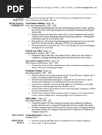 Customer Service Rep Resume Sample