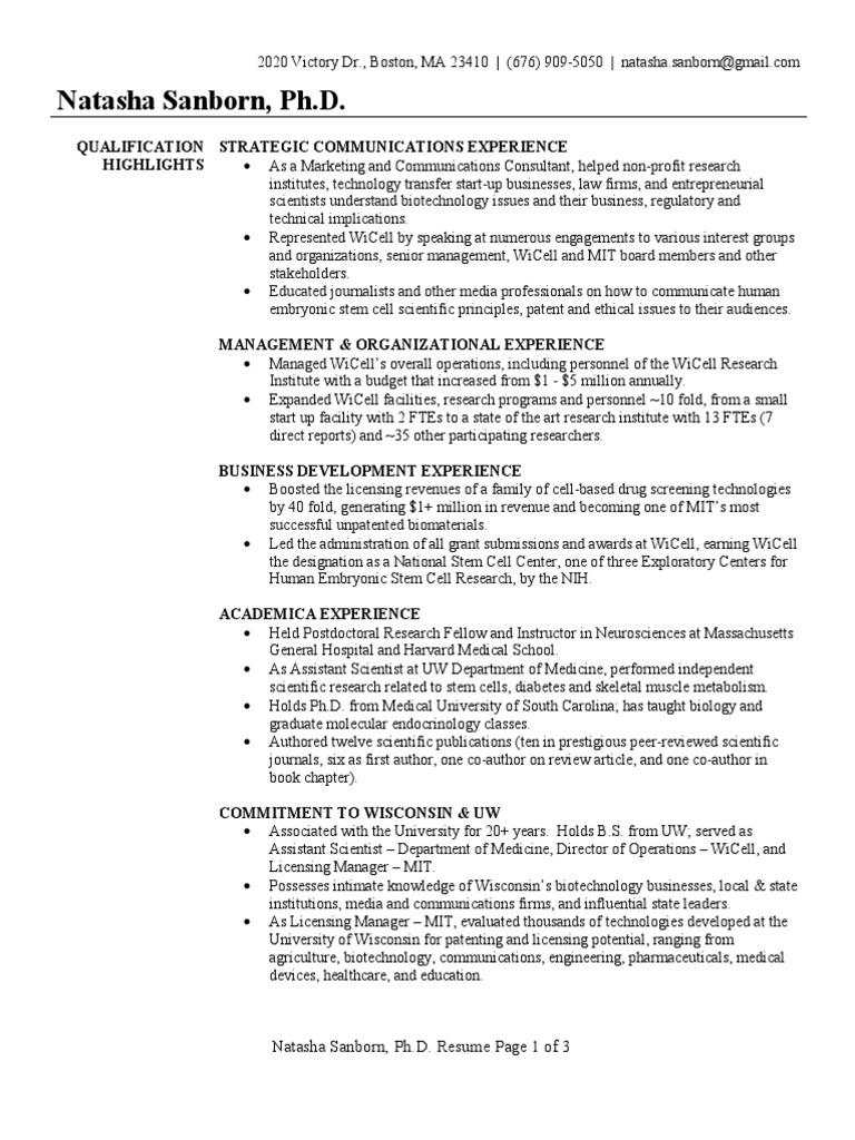 Mit phd resume objective