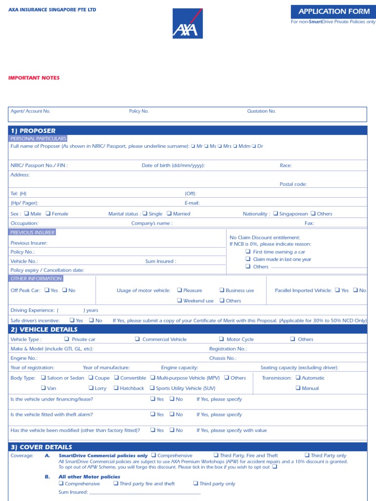 Motor Insurance Application Form | PDF | Business