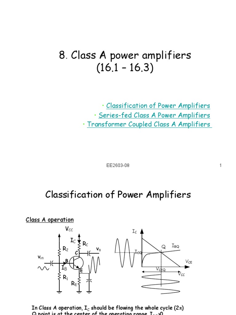 Class A Power Amplifiers PDF Amplifier Analog Circuits