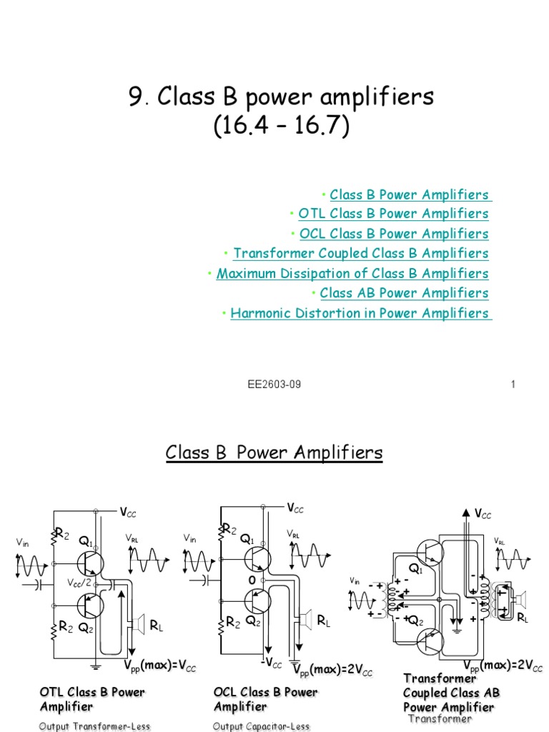 Class B Power Amplifiers | Download Free PDF | Amplifier | Analog Circuits