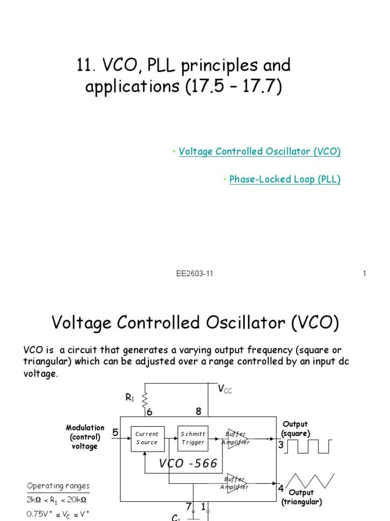 VCO and PLL Principles Overview | PDF | Electronic Circuits ...
