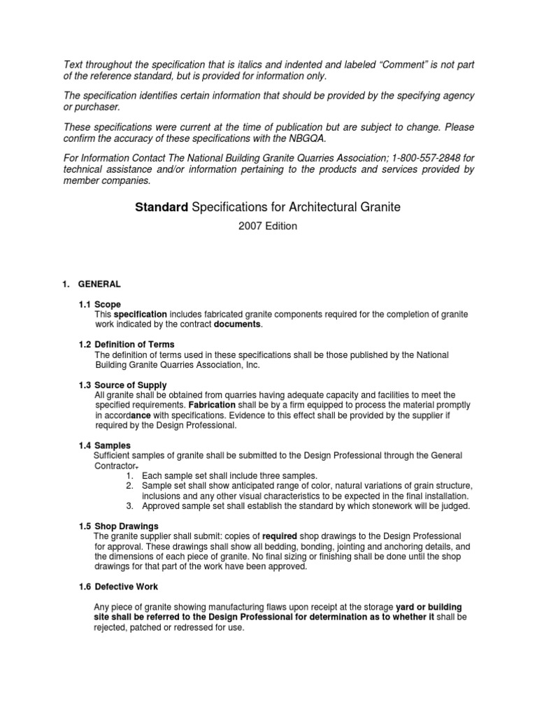 Specification Granite | Specification (Technical Standard ...