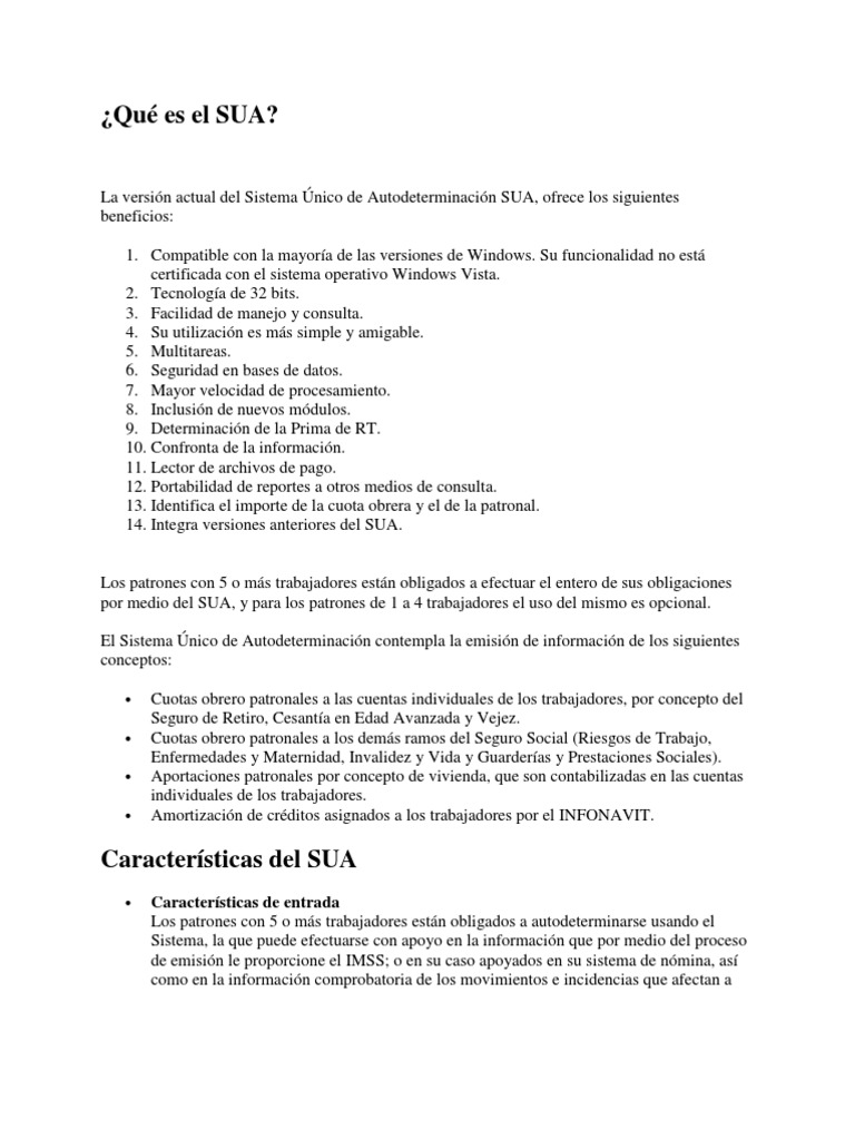 Sistema Único de Autodeterminación SUA | PDF | Software | Informática