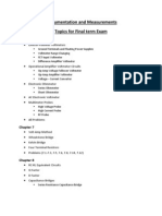Instrumentation and Measurements Topics For Final Term Exam