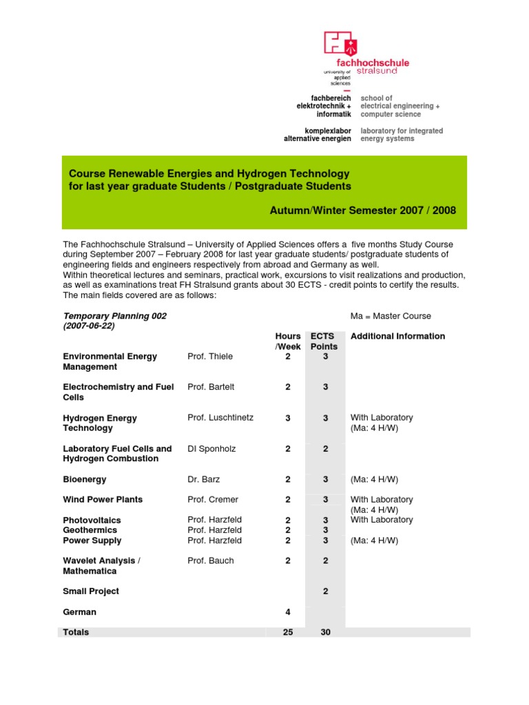 Renewable Energies Course Overview | PDF