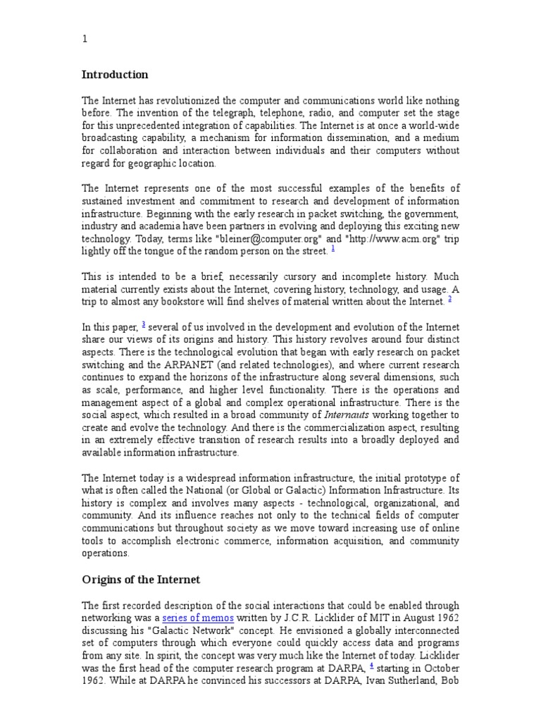 History Of Internet Pdf Internet Protocol Suite Packet Switching