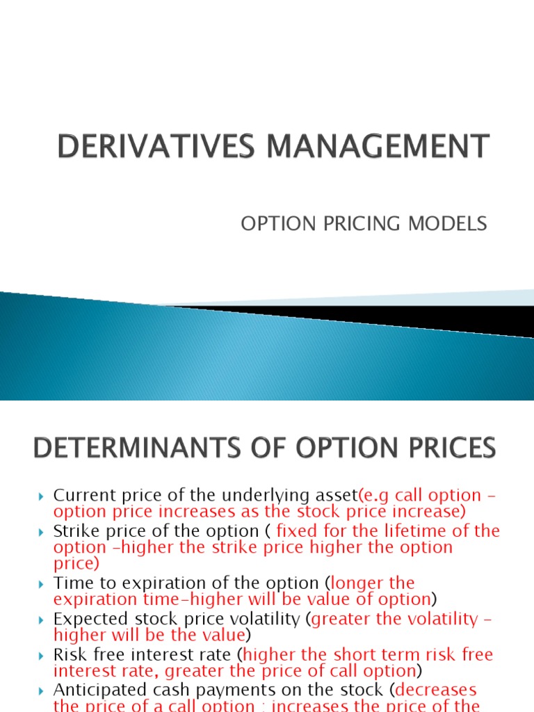 Key Determinants of Option Pricing | PDF | Call Option | Option (Finance)