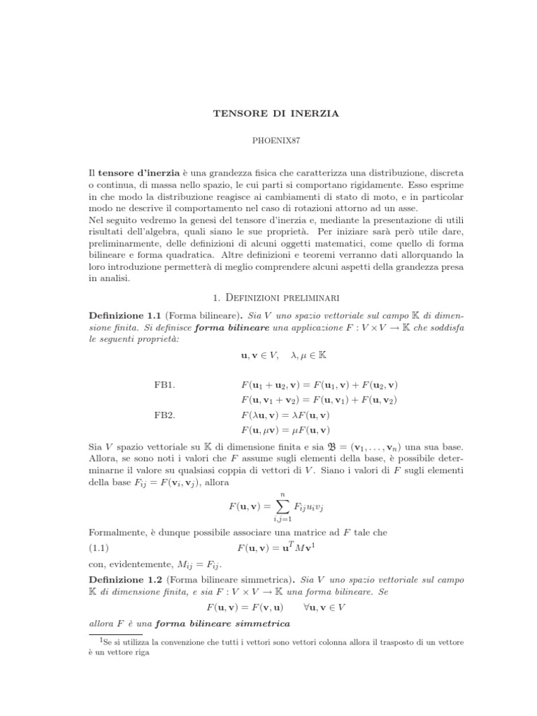 Tensore D Inerzia Eigenvalues And Eigenvectors Functions And