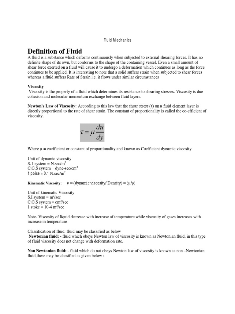 MCQ in Fluid Mechanics PDF Viscosity Pressure Measurement