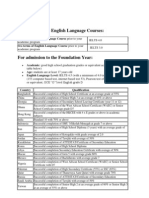 For Admission To English Language Courses:: Academic Program IELTS 4.0 IELTS 3.0