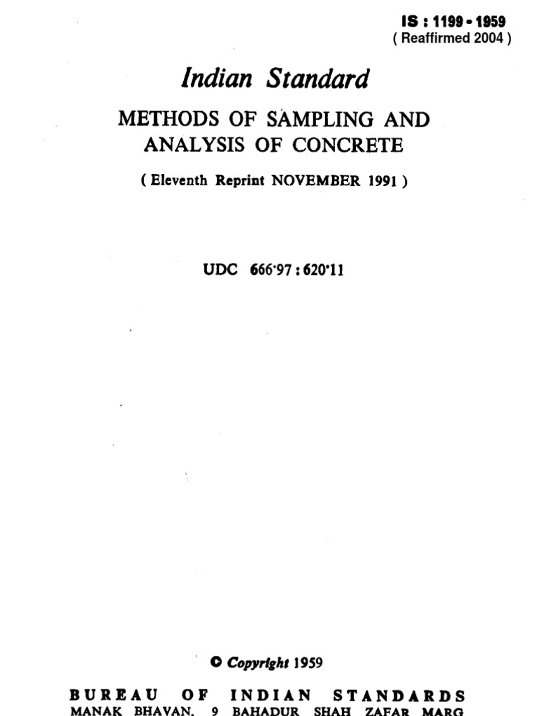 Method of Testing and Sampling The Concrete 1199 PDF | PDF | Concrete ...