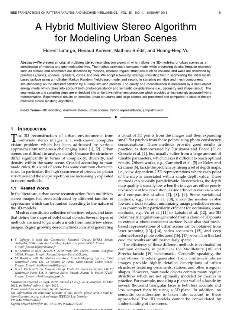 A Hybrid Multiview Stereo Algorithm For Urban Scene | PDF | Image ...