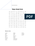 Final Major Body Parts Word Search