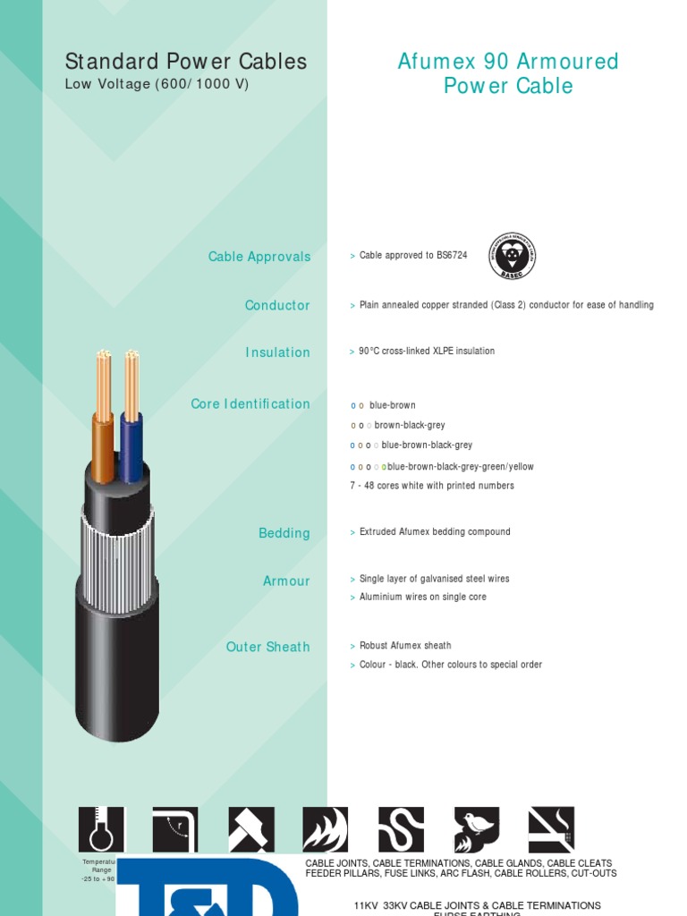 LSF (Lsoh) Power Cable 600 1000v Xlpe Swa Bs6724 Cable PDF Cable Volt
