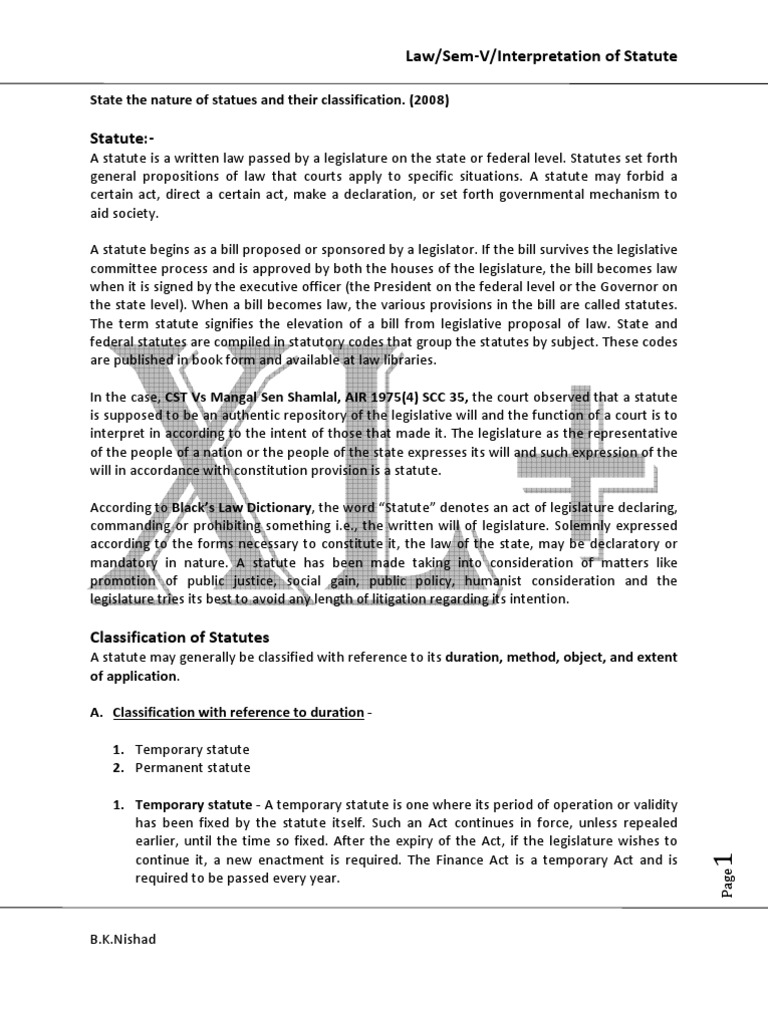 Statute and types of statute Statute Texas Hold 'Em