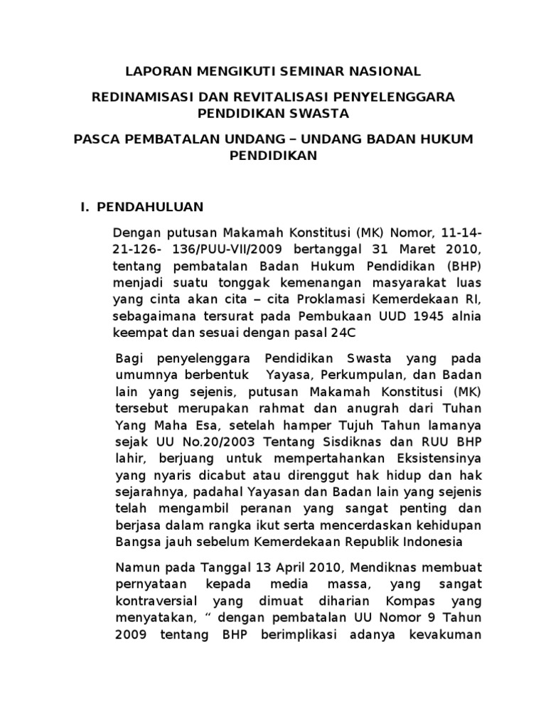 Contoh Laporan Seminar