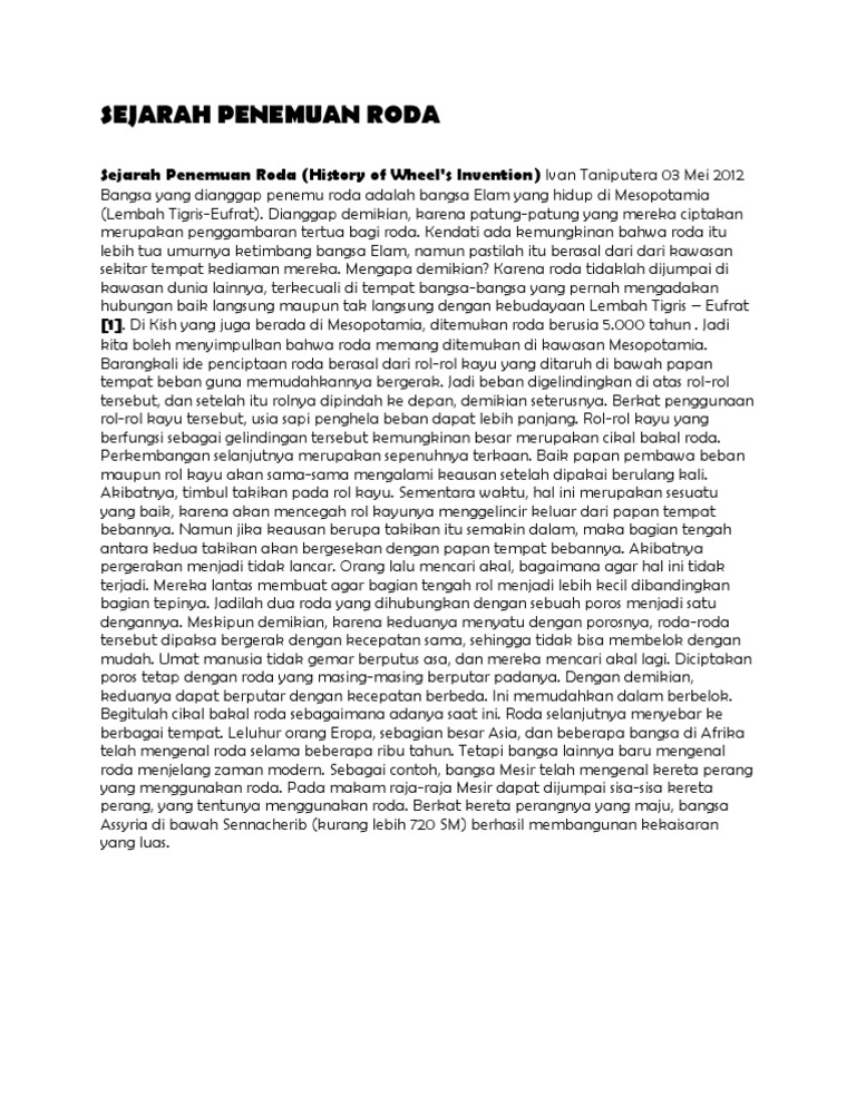 Sejarah Penemuan Roda di Mesopotamia | PDF