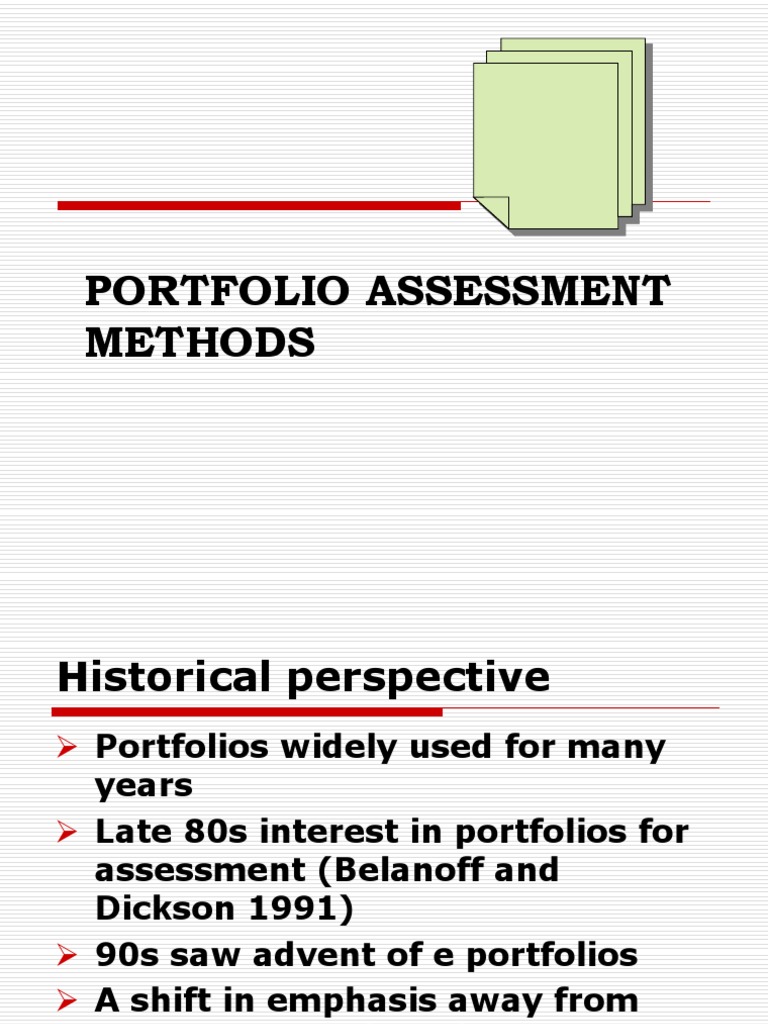 Portfolio Assessment Methods Pdf Educational Assessment Evaluation