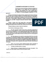 Binding Letter Agreement In Settlement Of Litigation - January 11, 2013