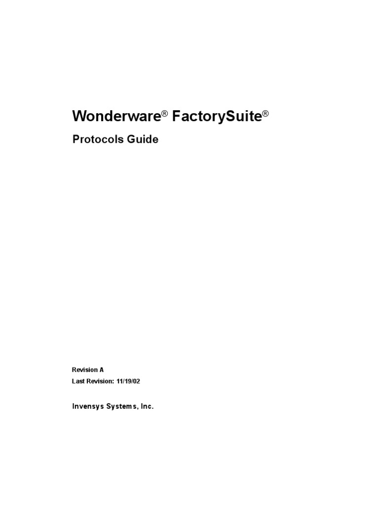 Wonderware Factorysuite Protocols Guide PDF Operating System